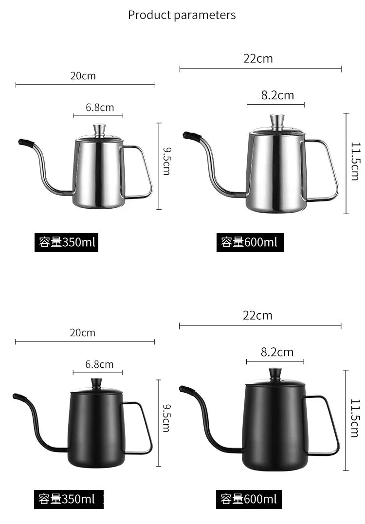 Steel Coffee Kettle 350ml 600ml Camping Home Kitchen Water Tea Coffee Pot